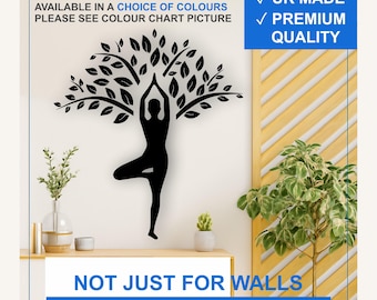 Yoga Tree Pose Vinyl Wall Decal – Mindfulness Meditation Sticker (Black, White, More)