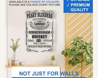 Peaky Blinders Whiskey Vinyl Wall Decal – Matte Bar Man Cave Sticker (Black, White, More)