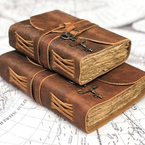 Diario in pelle vintage personalizzato, diario in carta riciclata, per appunti, quaderno, album da disegno, diario, quaderno fatto a mano, diario Grimoire