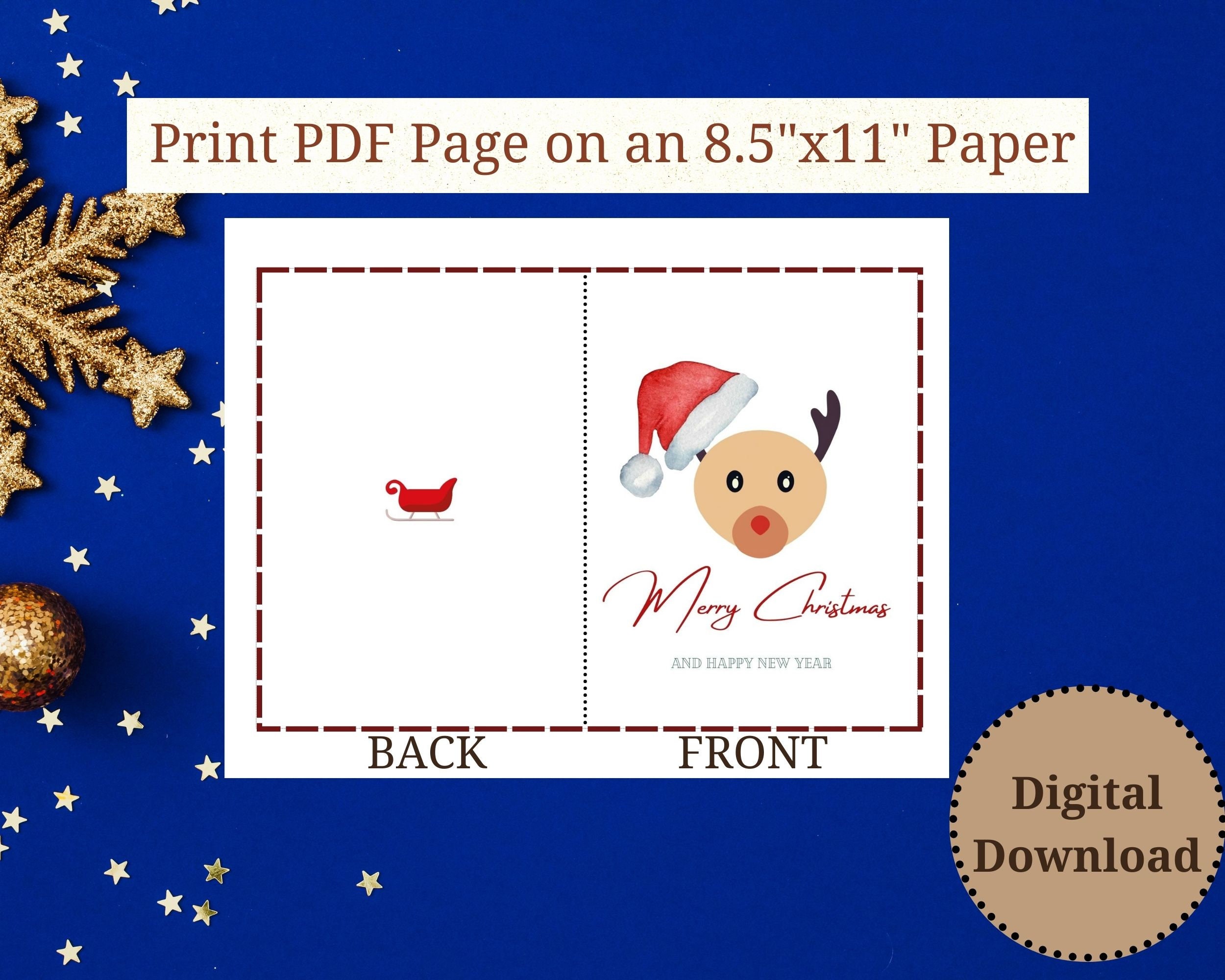 3 Printable Christmas Cards 5x7 / 13x18cm Digital - Etsy