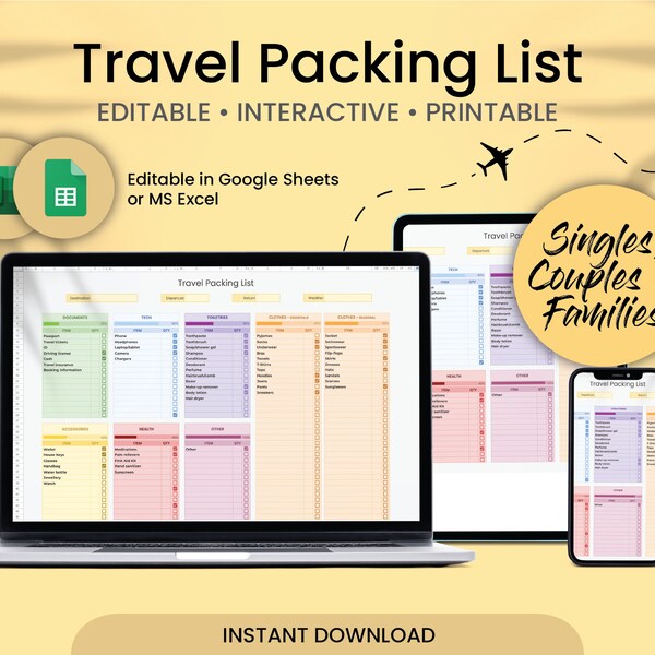 Google Sheets Packing List Template Etsy Google Sheets Packing List Template Etsy