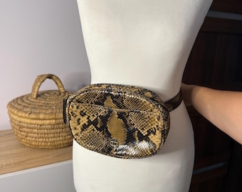 Massimo Dutti Genuine Leather Belt Bag Snake Print Waist Bag