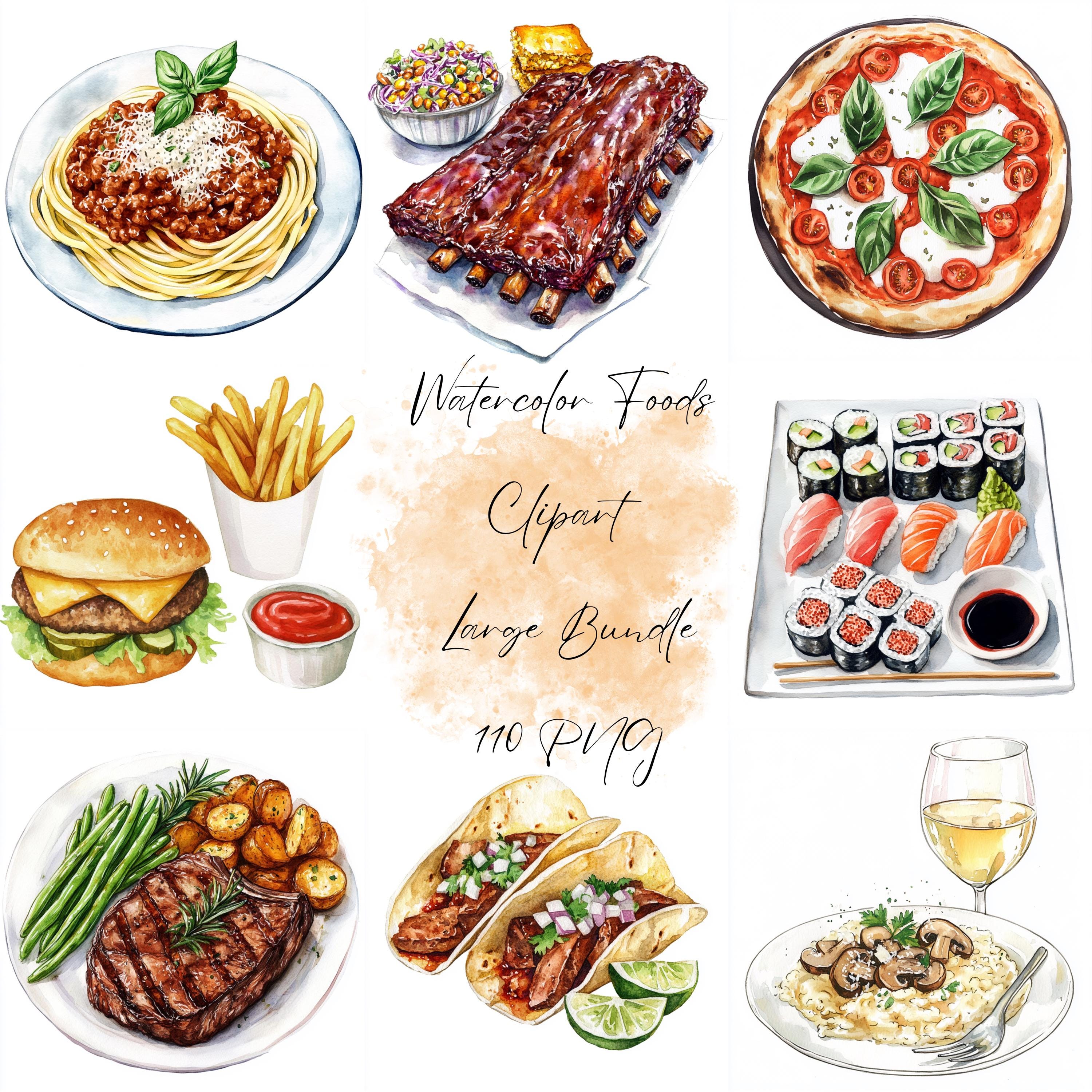 Clipart De Un Plato De Comida Con Carne Huevos Verduras Y Otros  Ingredientes Arte Vectorial Dibujado, image size:3000x3000