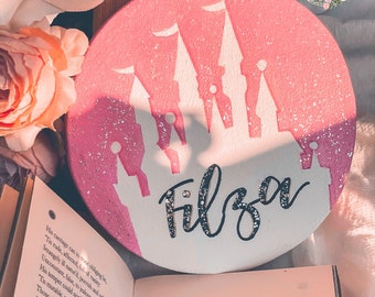 Canvas schilderij met gepersonaliseerde naam, handgeschilderde decoratie voor de babykamer of kinderkamer, uniek verjaardagscadeau