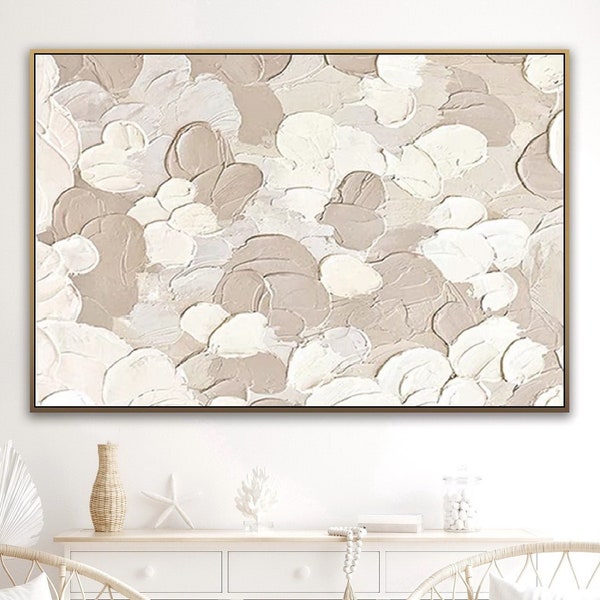 Original beige white abstract painting,beige white 3d textured wall art beige white minimalist art abstract painting beige white 3d wall art