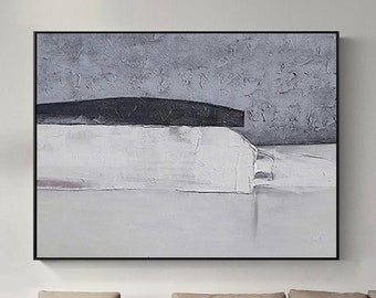 Large gray white abstract painting on canvas wall art gray white minimalist painting gray white textured wall art modern textured painting