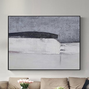 Large gray white abstract painting on canvas wall art gray white minimalist painting gray white textured wall art modern textured painting