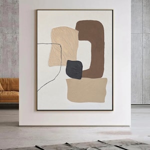 Beige and brown 3D textured wall art abstract painting on canvas minimalist wall art decor 3D textured painting for entrance wall decor art