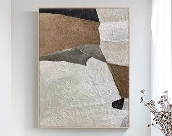 Original Beige White Abstract Painting White Minimalist Art White Wall Art Texture painting White and Brown Oil Painting Beige Painting