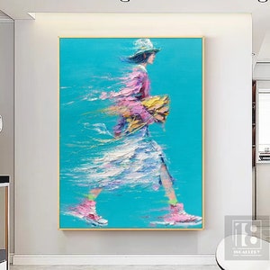 Custom lady figure painting,Woman abstract painting on canvas,Texture wall art,Modern painting,Portrait painting,Living room wall art