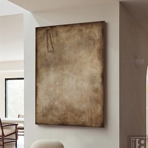 Neutral brown minimalist abstract painting on canvas,Wabi Sabi texture wall art,Entrance wall decor,Boho wall decor for living room