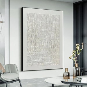 White Minimalist Painting,3D Texture Wall Art,White Abstract Painting on Canvas,White Wall Art,white Textured painting Living Room Wall Art