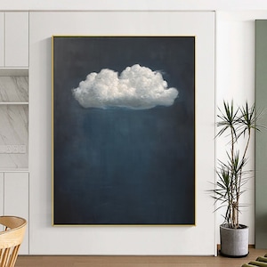 Original white cloud wall art blue wall art abstract art painting minimalist wall art Indigo art blue sky wall art night sky painting