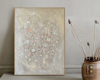 Neutral abstract painting,Large modern abstract flower painting,Abstract texture wall art,Abstract landscape oil painting canvas artwork