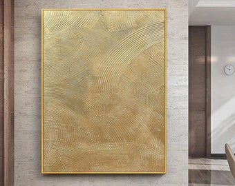 Luxury Gold Leaf Painting on Canvas - 3D Textured Metallic Gold Wall ...