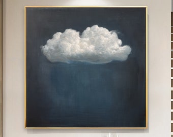 Cloud Abstract Painting Vintage Landscape Wall Art Painting,Cloudy Sky Framed Large Gallery Art,Cloud wall art Minimalist Art Ready to Hang