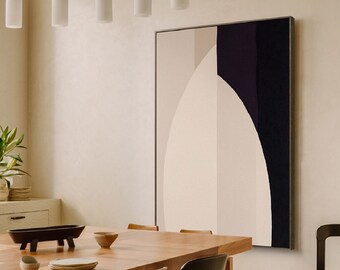 Original Abstract Painting on Canvas Black and White Abstract Painting Minimalist Abstract Painting Black White Wall Art,Gray Beige Painting