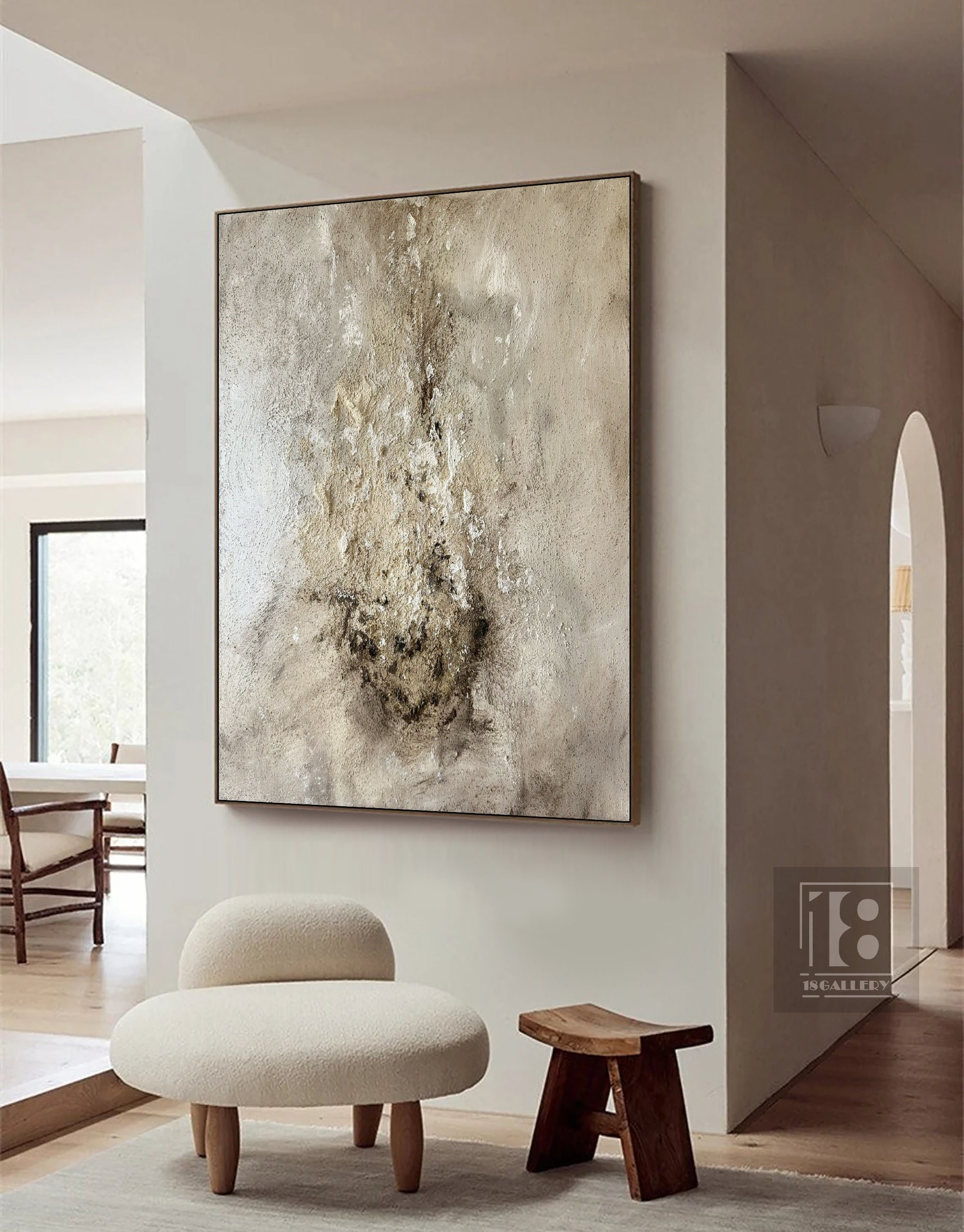 Large Neutral Abstract Painting ｜ Textured Wabi Sabi Wall Art
