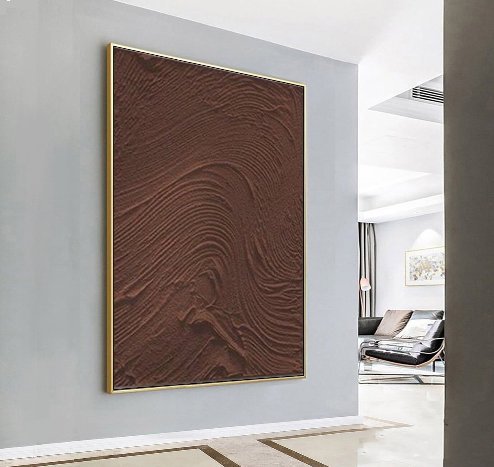 Brown 3d Textured Wall Art Brown Abstract Painting on Canvas Brown Wall ...