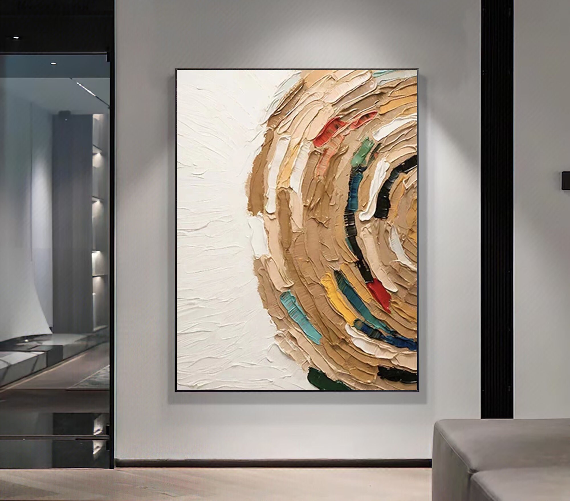 HIPWST Wabi-Sabi canvas schilderij muurkunst groot bruin minimalistisch bruin abstract schilderij op canvas wanddecoratie 50 x 70 cm intern frame
