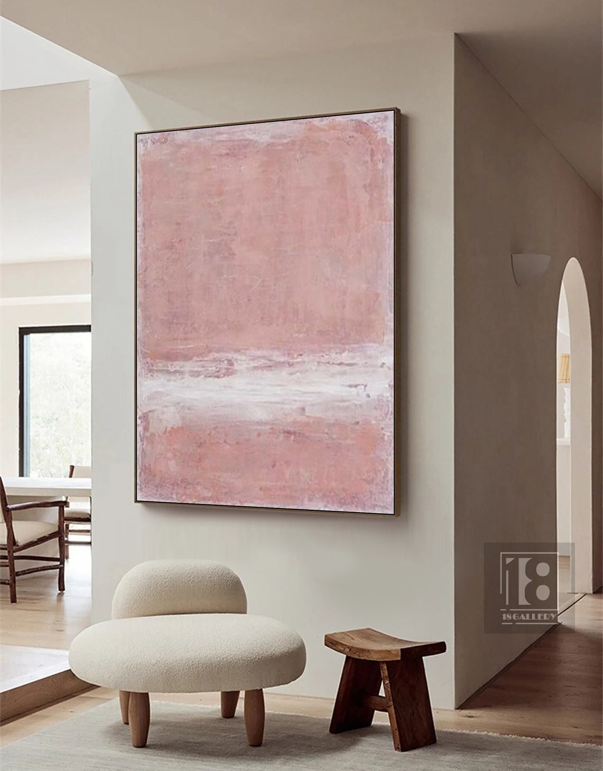 Pink Wabi Sabi Wall Art ｜ Textured Abstract Painting ｜ Neutral Decor