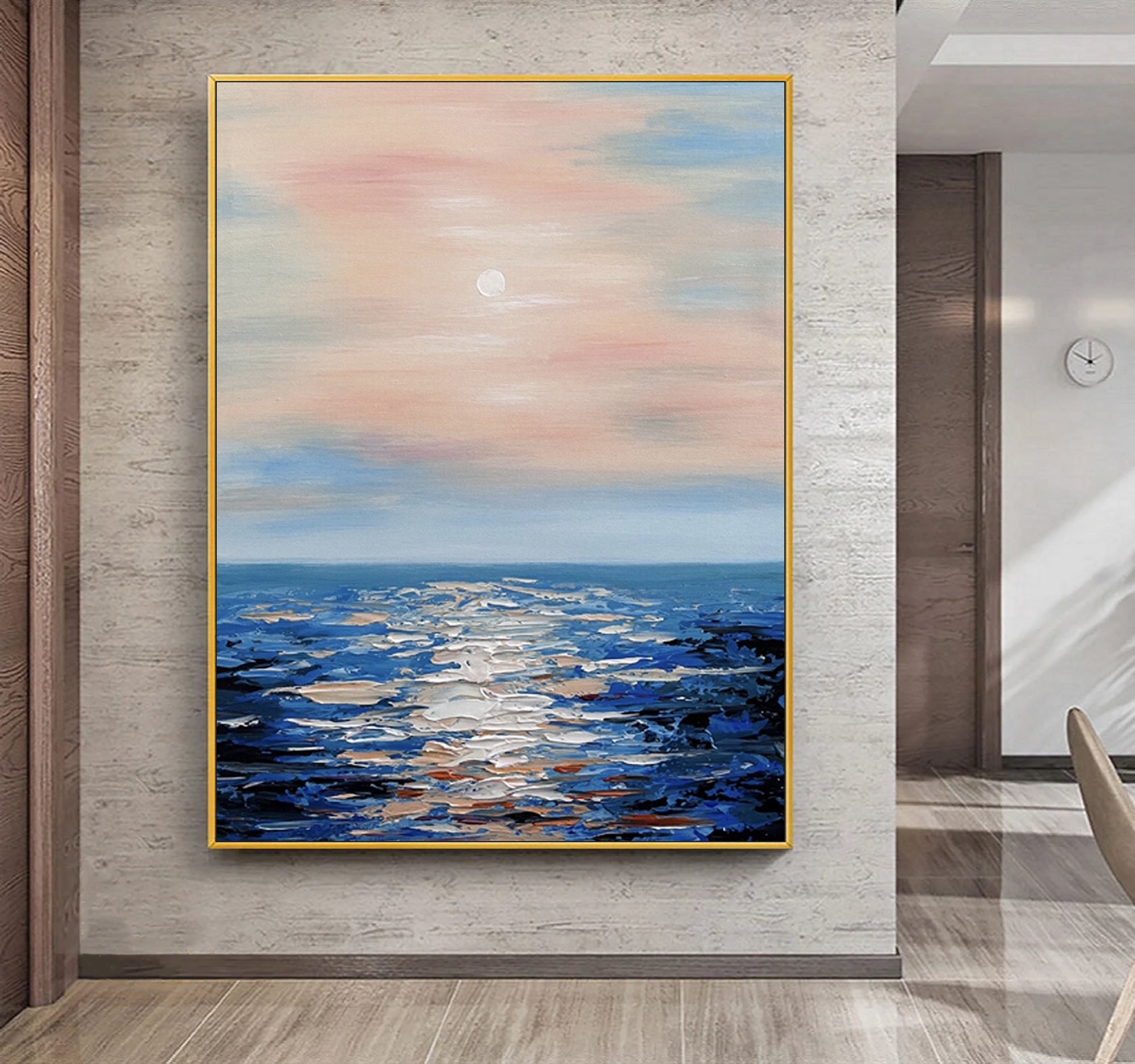 Ocean Painting on Canvas Sunset Wall Art Seascape Oil Painting - Etsy