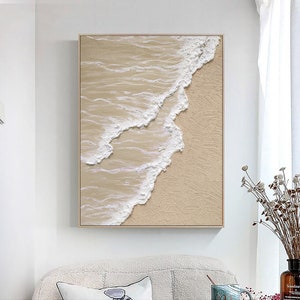 White Ocean Wave Textured Painting,sea Beach Painting,white Textured ...