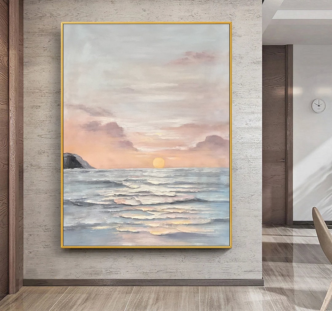 Sunset Wall Art Oil Seascape Painting Ocean Painting on Canvas ...