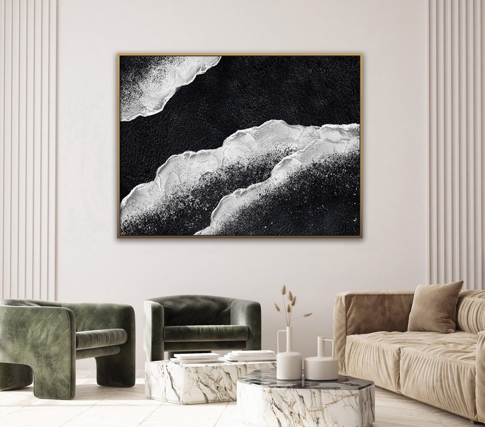 Black & White 3D Textured Wall Art ｜ Original Abstract Painting on Canvas