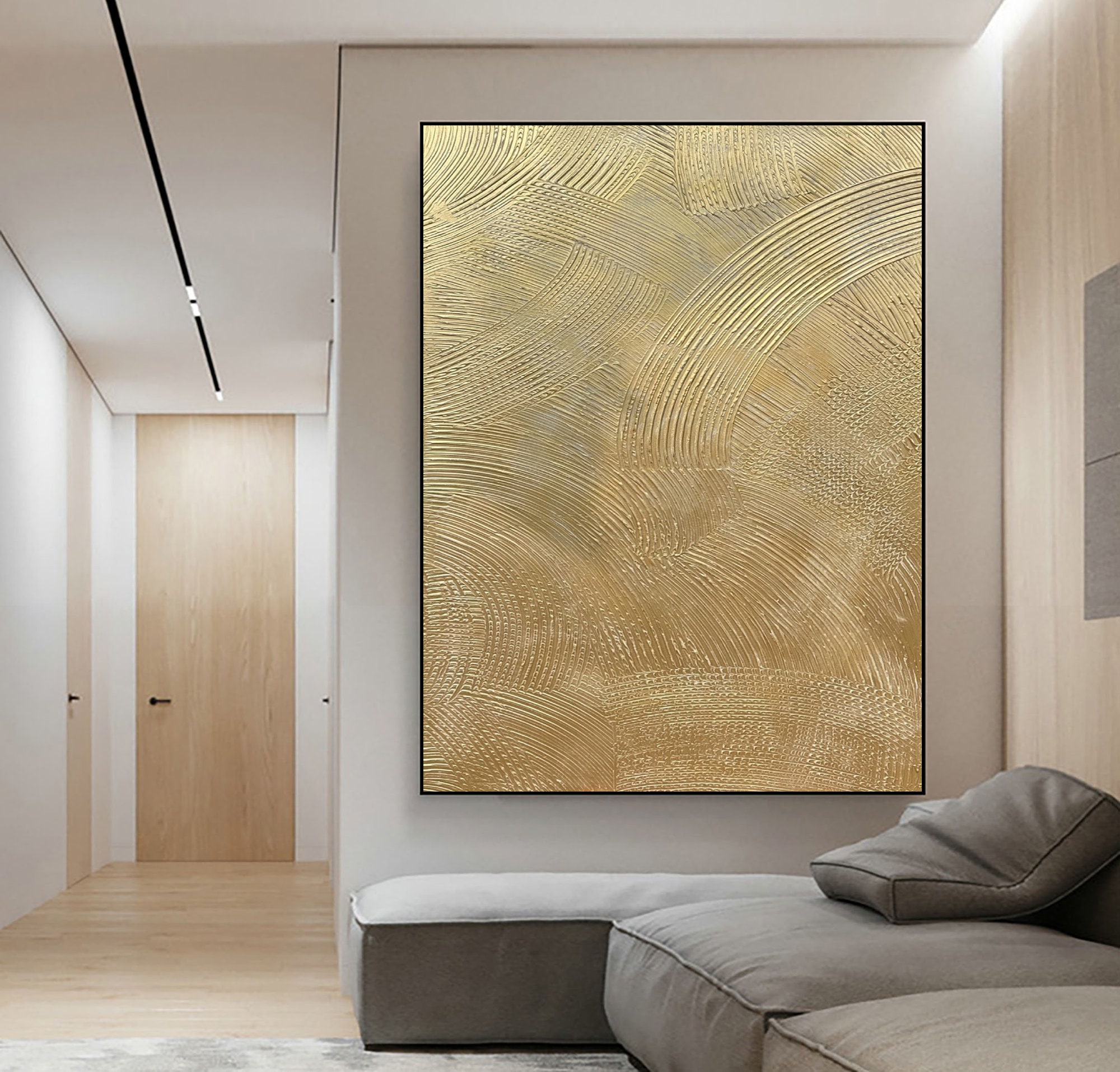 Large Gold Abstract Textured Oil Painting on Canvasgold Etsy