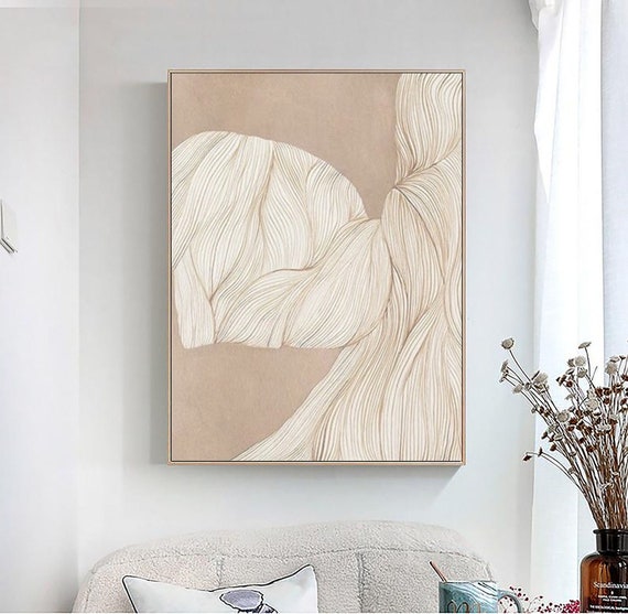 Pink white abstract oil painting on canvas,neutral color boho textured painting,pink white wall art,wabisabi painting for interior wall art