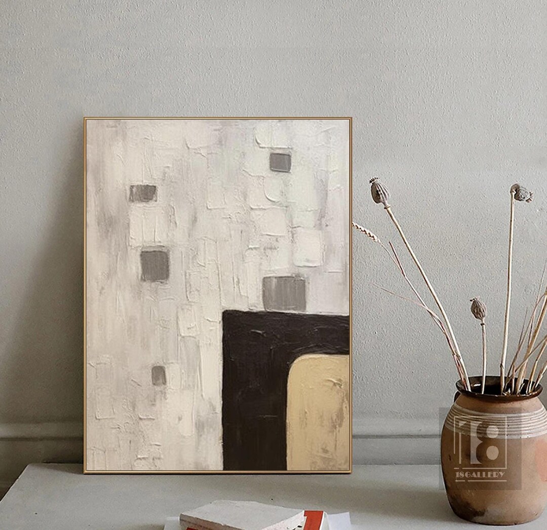 Large Gray White Abstract Painting Oil Painting on Canvas Modern Wabi ...