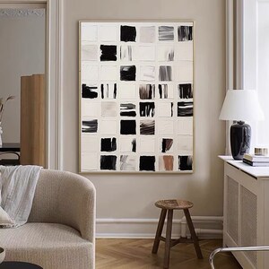 Black White Wabi Sabi Wall Art Black White Abstract Painting on Canvas ...