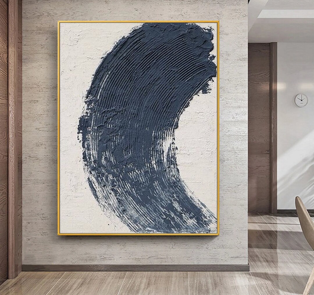 Blue White Textured Abstract Oil Painting on Canvas,textured Wall Art ...
