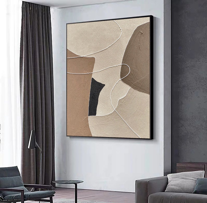 Beige wabi sabi wall art beige brown abstract painting neutral wall decor boho textured wall art beige minimalist painting entrance wall art image 3