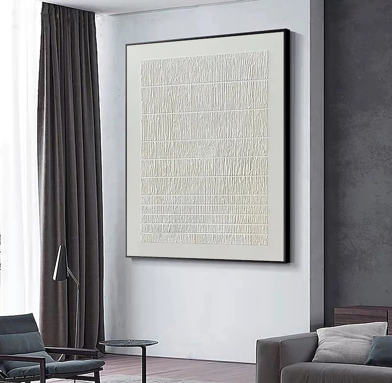 White Minimalist Painting,3d Texture Wall Art,white Abstract Painting ...