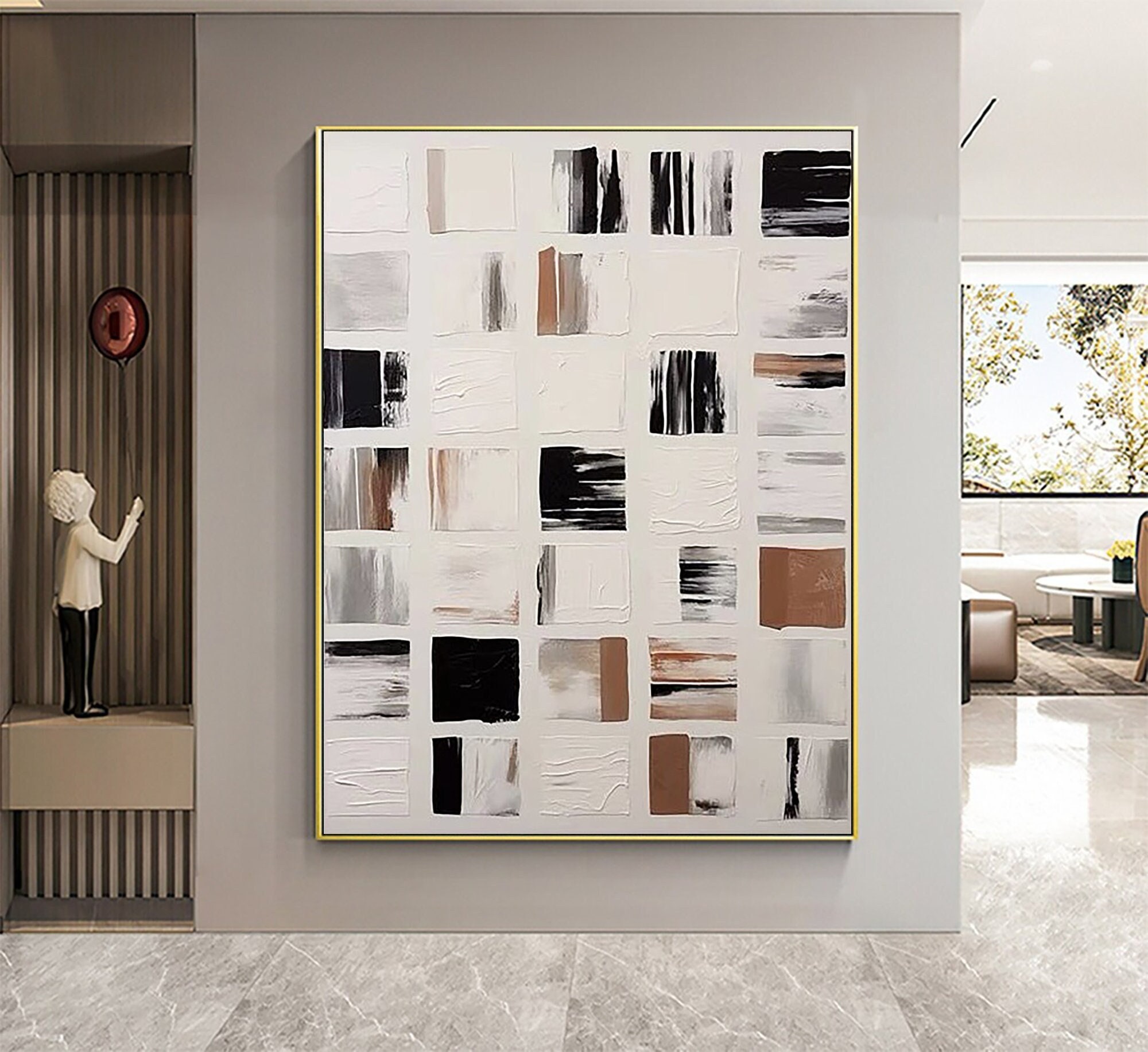 Black & White Textured Painting ｜ Wabi Sabi Abstract Wall Art
