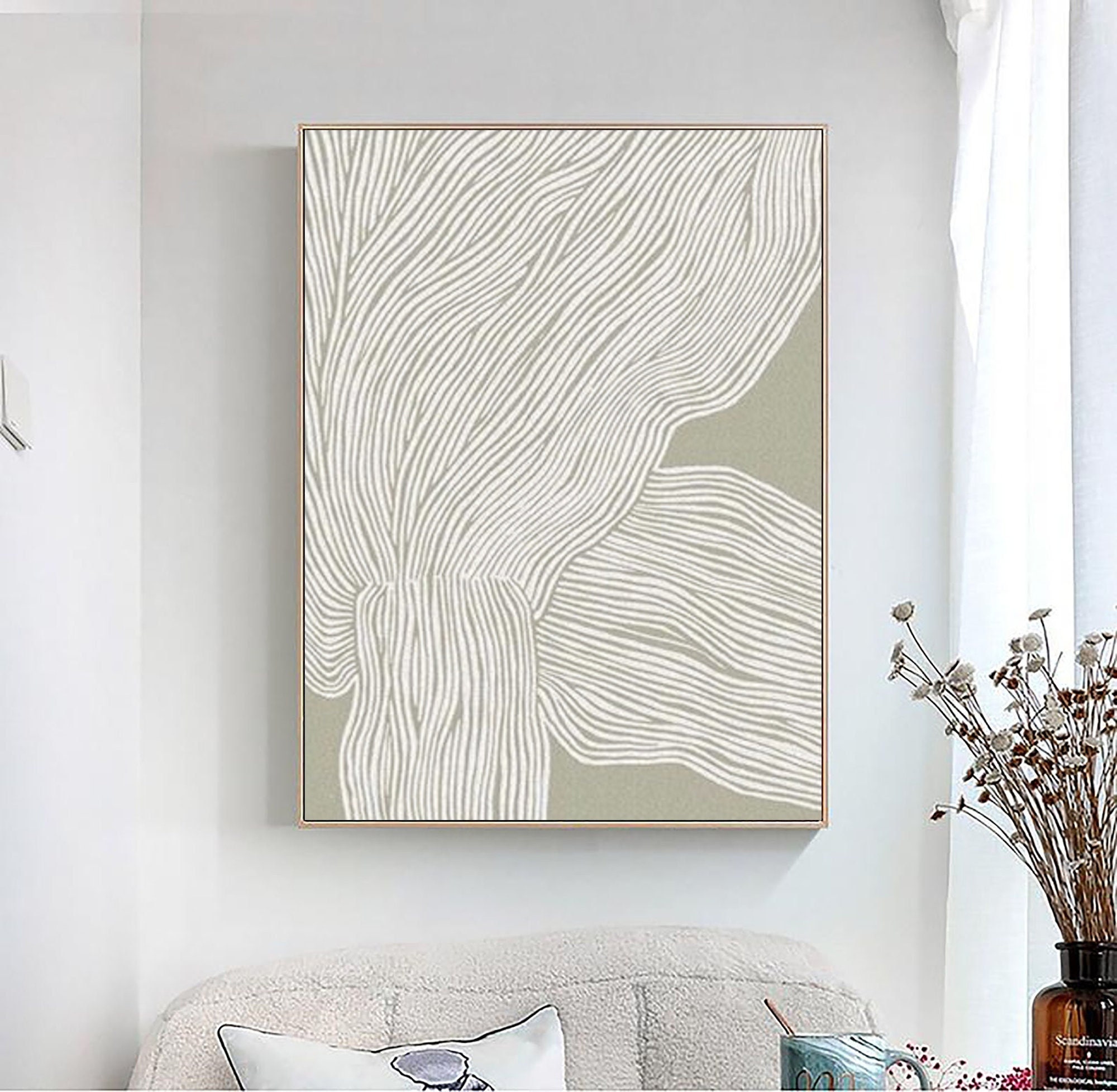White Ocean Wave Abstract Painting ｜ White Textured Canvas Art ｜ Sea Painting