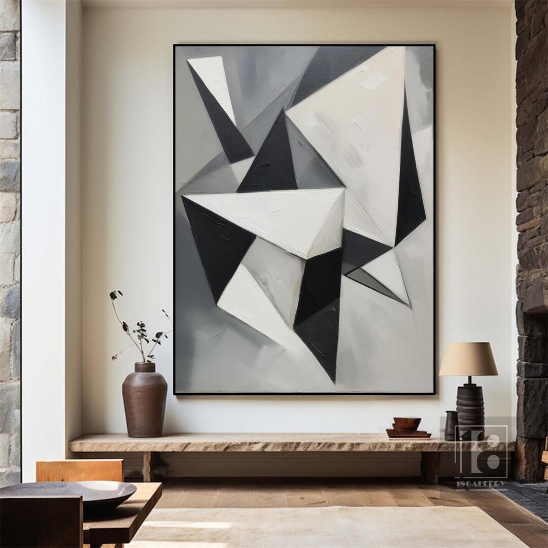 Geometric Abstract Painting on Canvas,modern Minimalist Oil Painting ...
