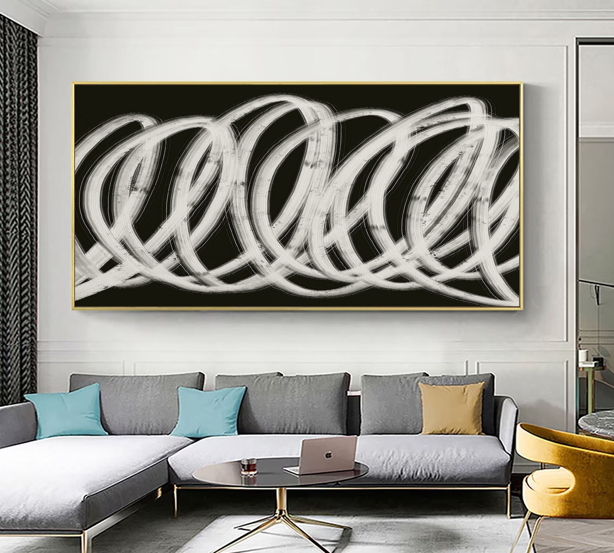 Textured Black White Abstract Painting ｜ Original Canvas Wall Art for Living Room