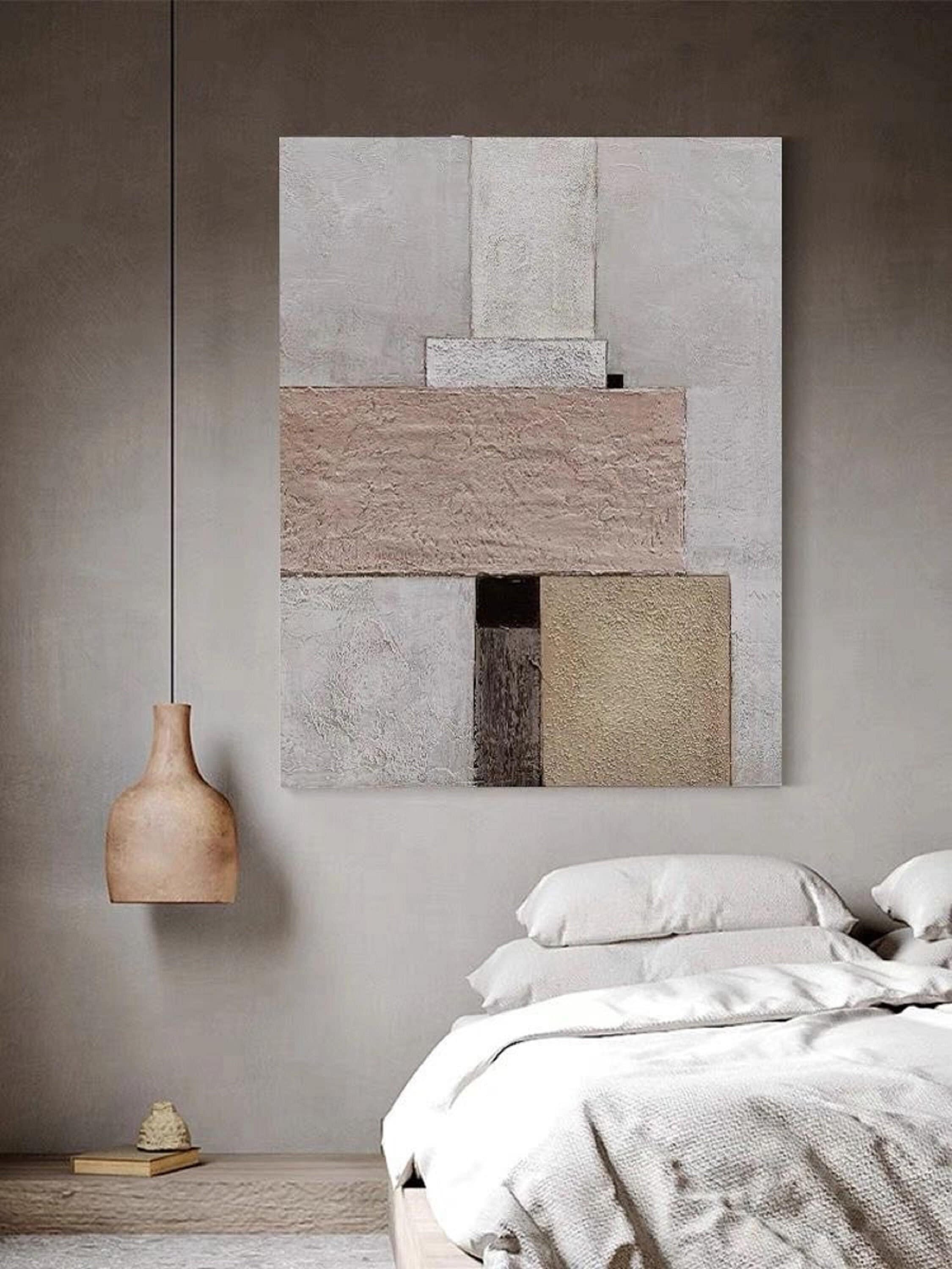 Large Beige and Brown Abstract Painting - Minimalist Canvas for Modern Homes