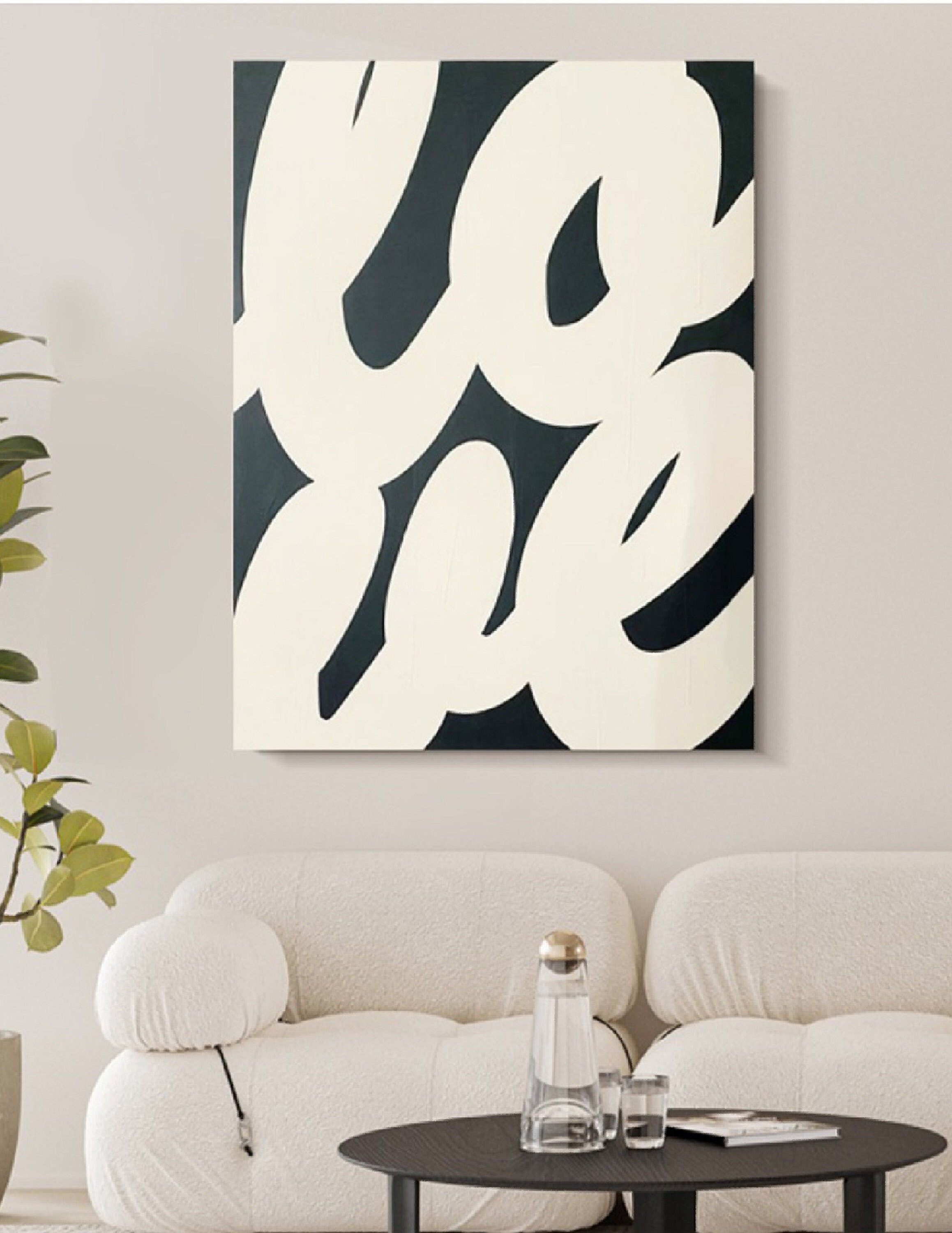 Black & White Abstract Painting ｜ Large Textured Canvas Art ｜ Contemporary Style