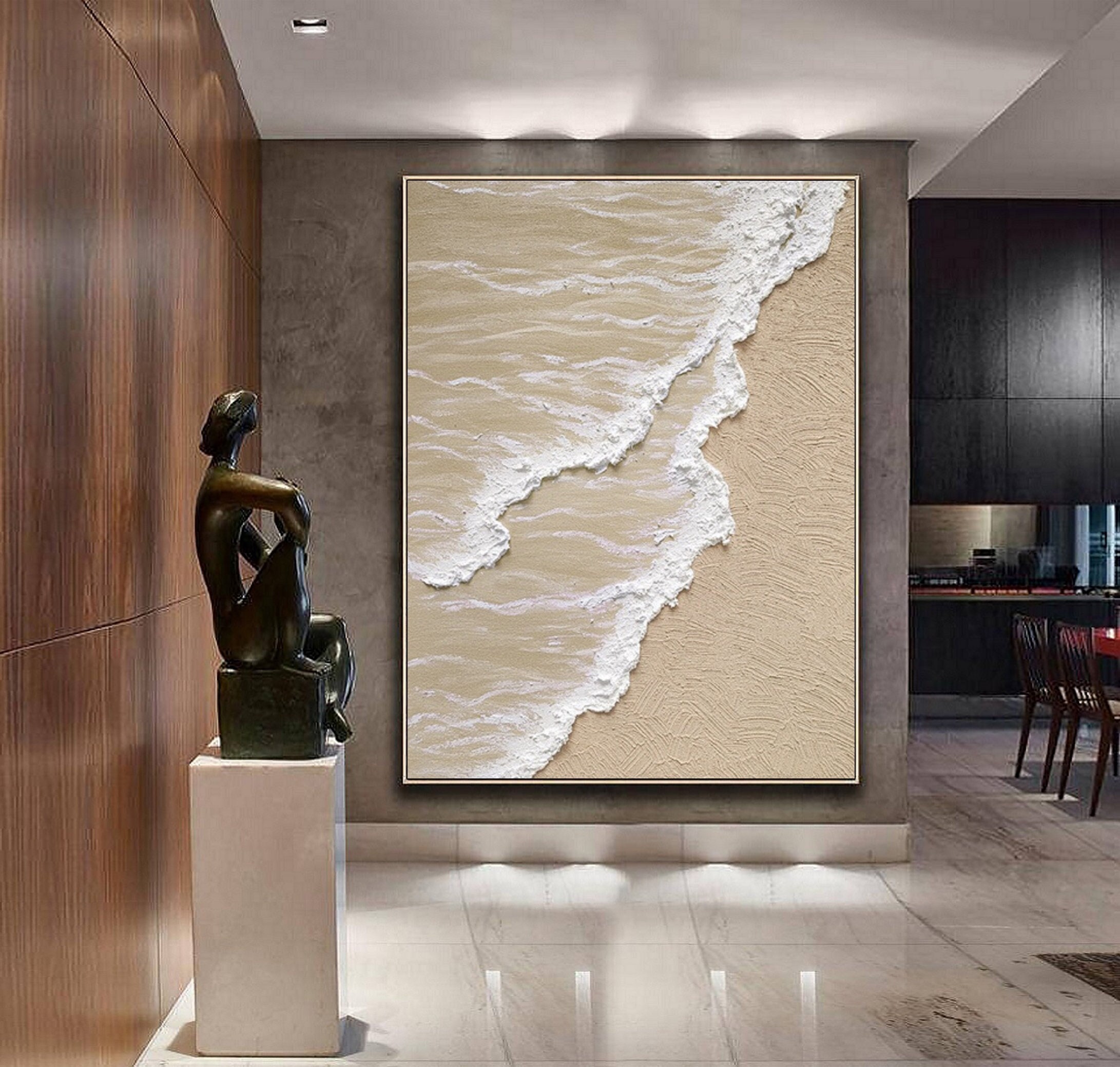 Blue and White Minimalist Abstract Painting - Canvas Art for Modern Interiors