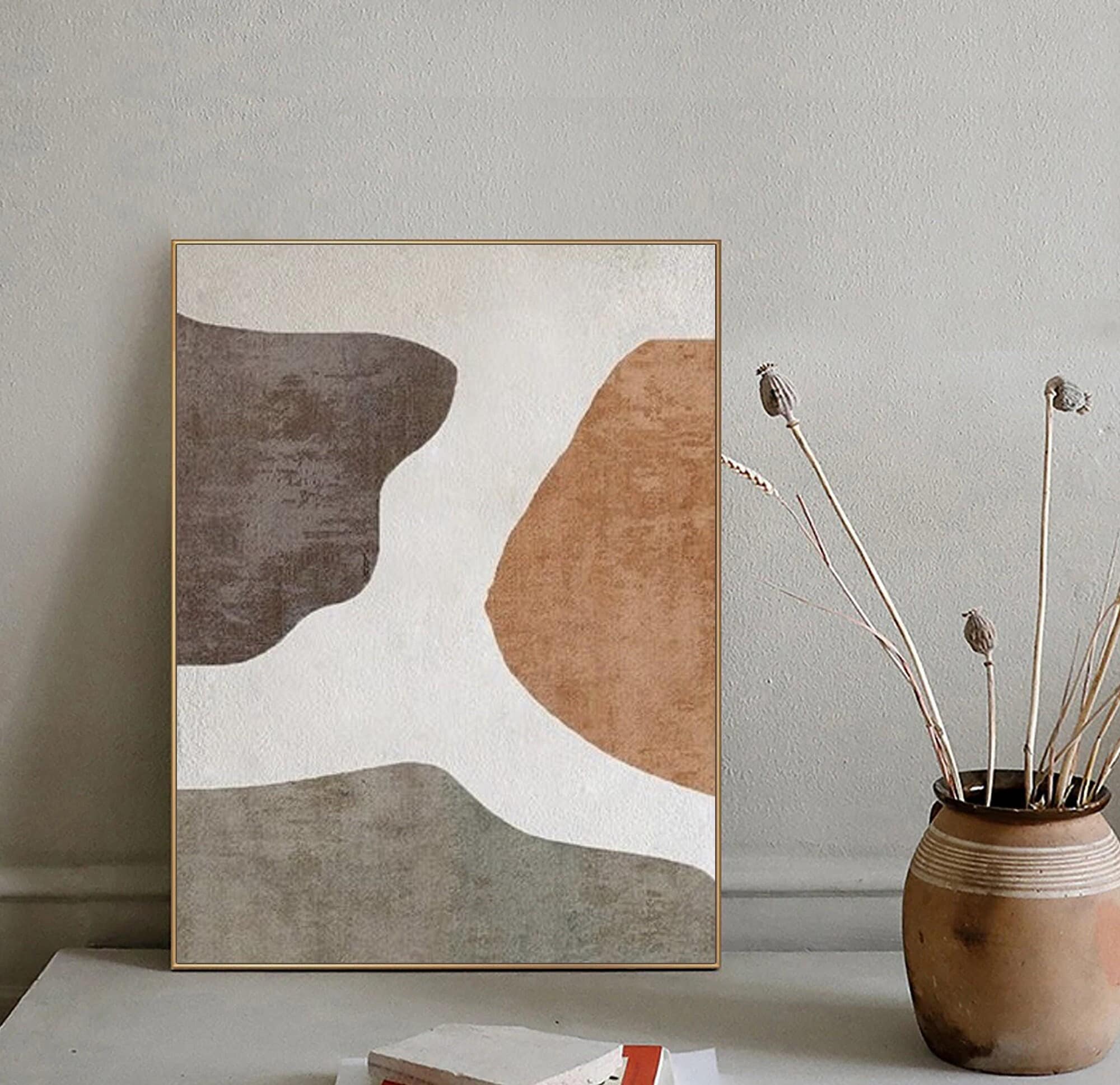 Neutral Boho Minimalist Canvas - Textured Abstract Painting for Wabi Sabi Spaces