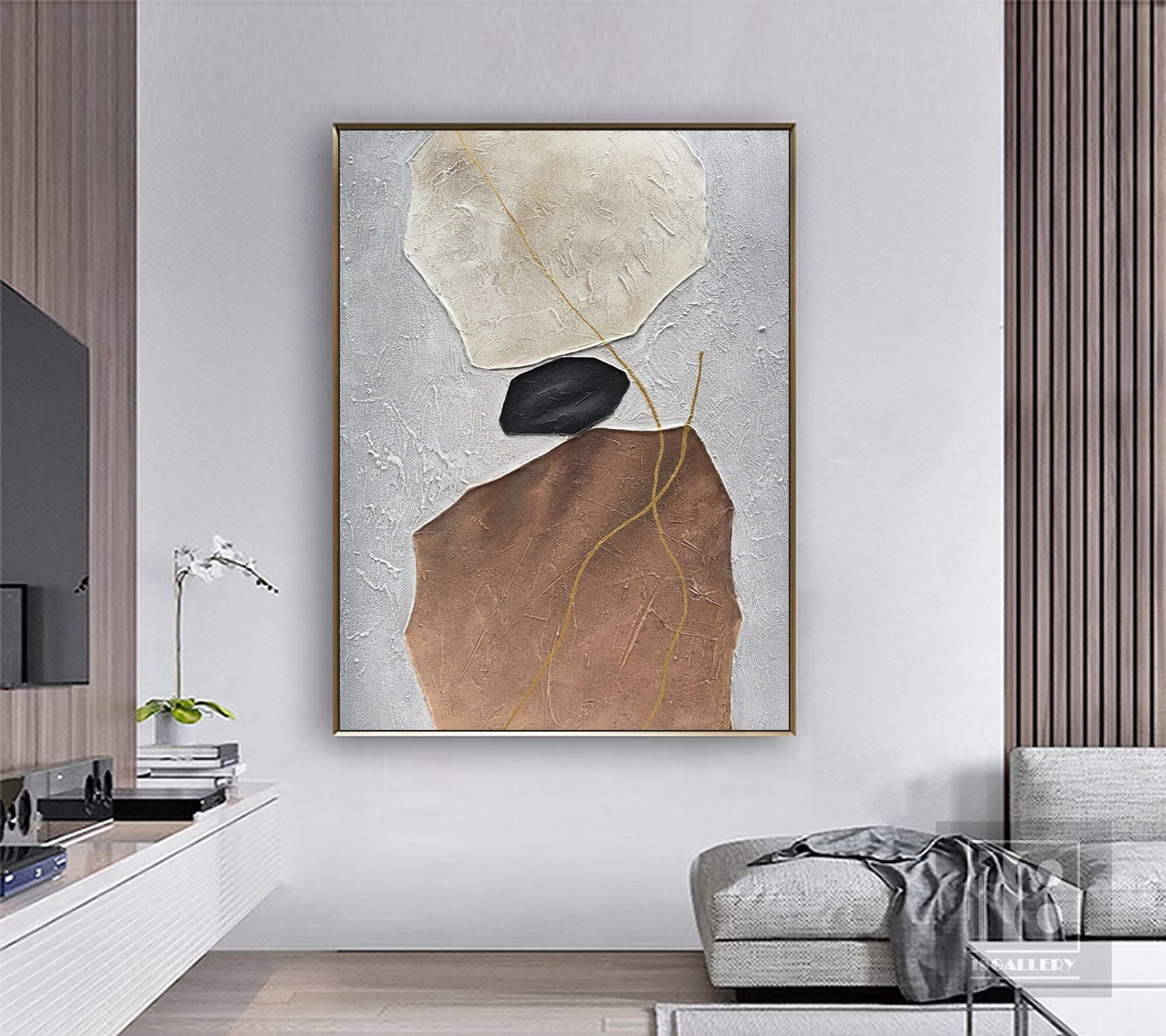 Neutral Gray & Brown Abstract Painting ｜ Modern Minimalist Wabi Sabi Art