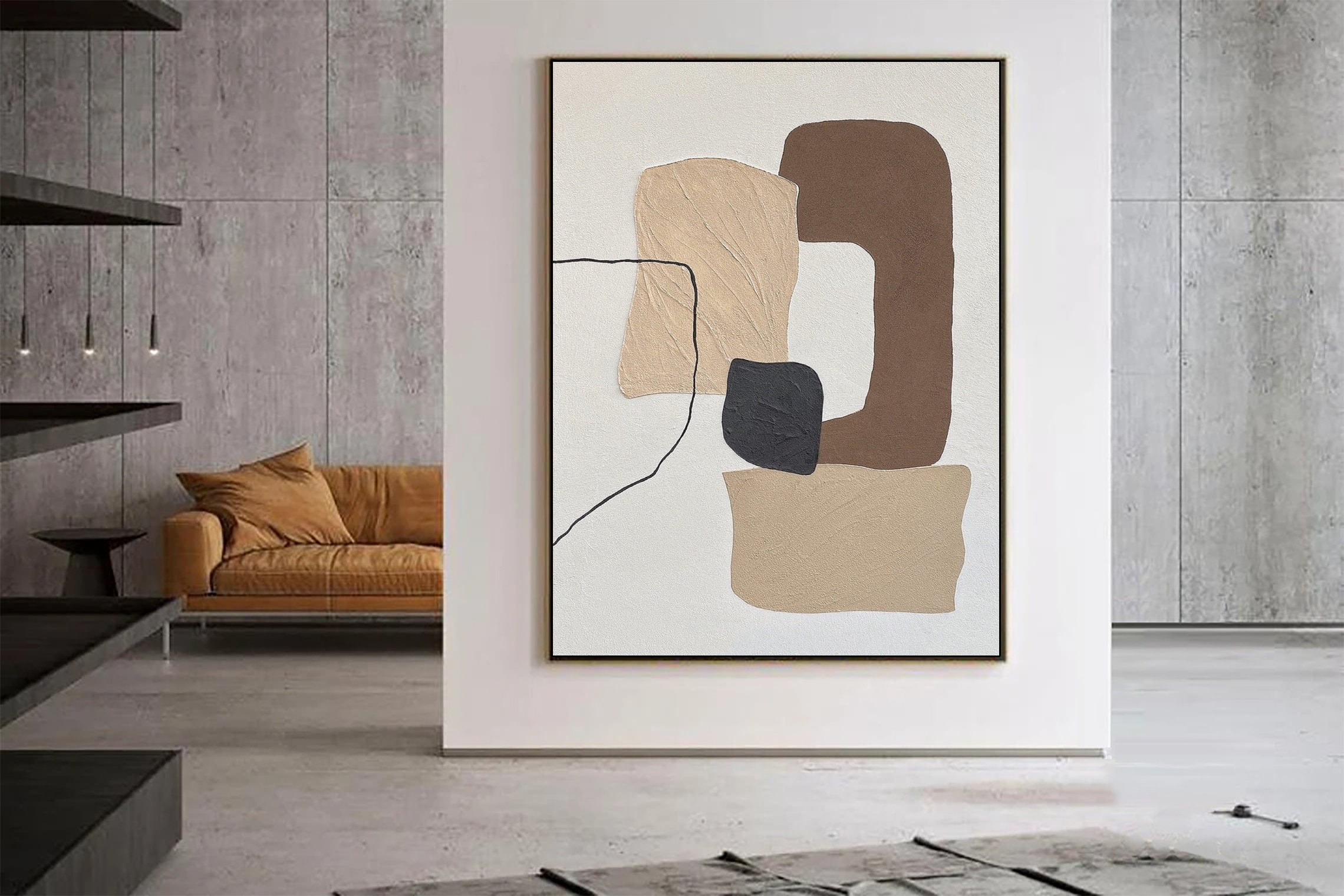 Blue and White Textured Wall Art - Minimalist Abstract Canvas Painting for Living Rooms