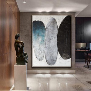 Black White Wabi Sabi Wall Art Gray White Abstract Painting on - Etsy
