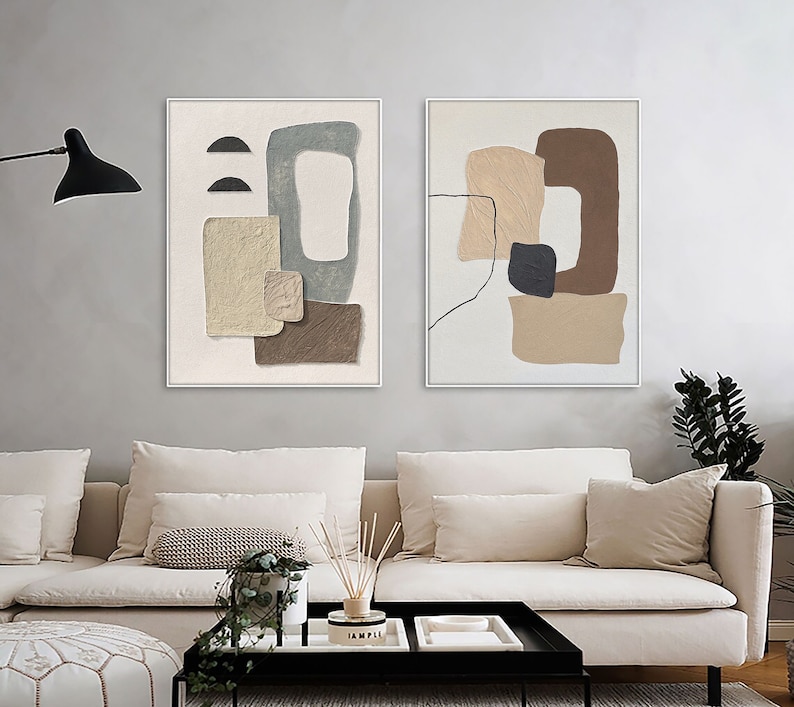 Framed 3D Textured Wall Art – Large Brown & Tan Geometric Painting, 3-Piece Set, 24x36 Inches Each, Modern Neutral Decor 8 thumbnail image