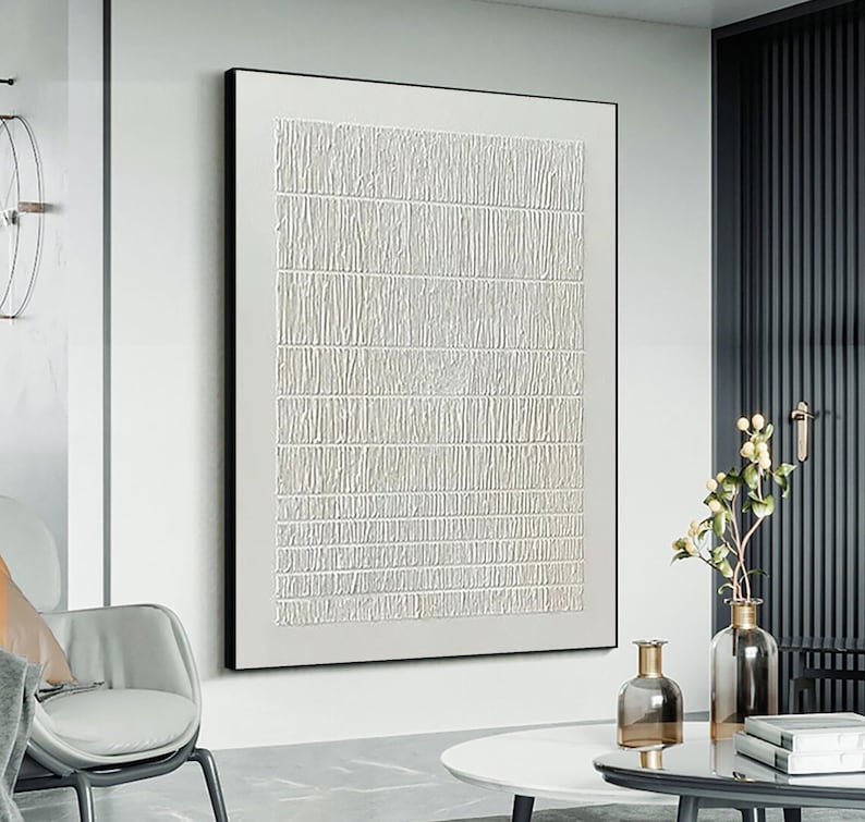 White Minimalist Painting,3d Texture Wall Art,white Abstract Painting ...