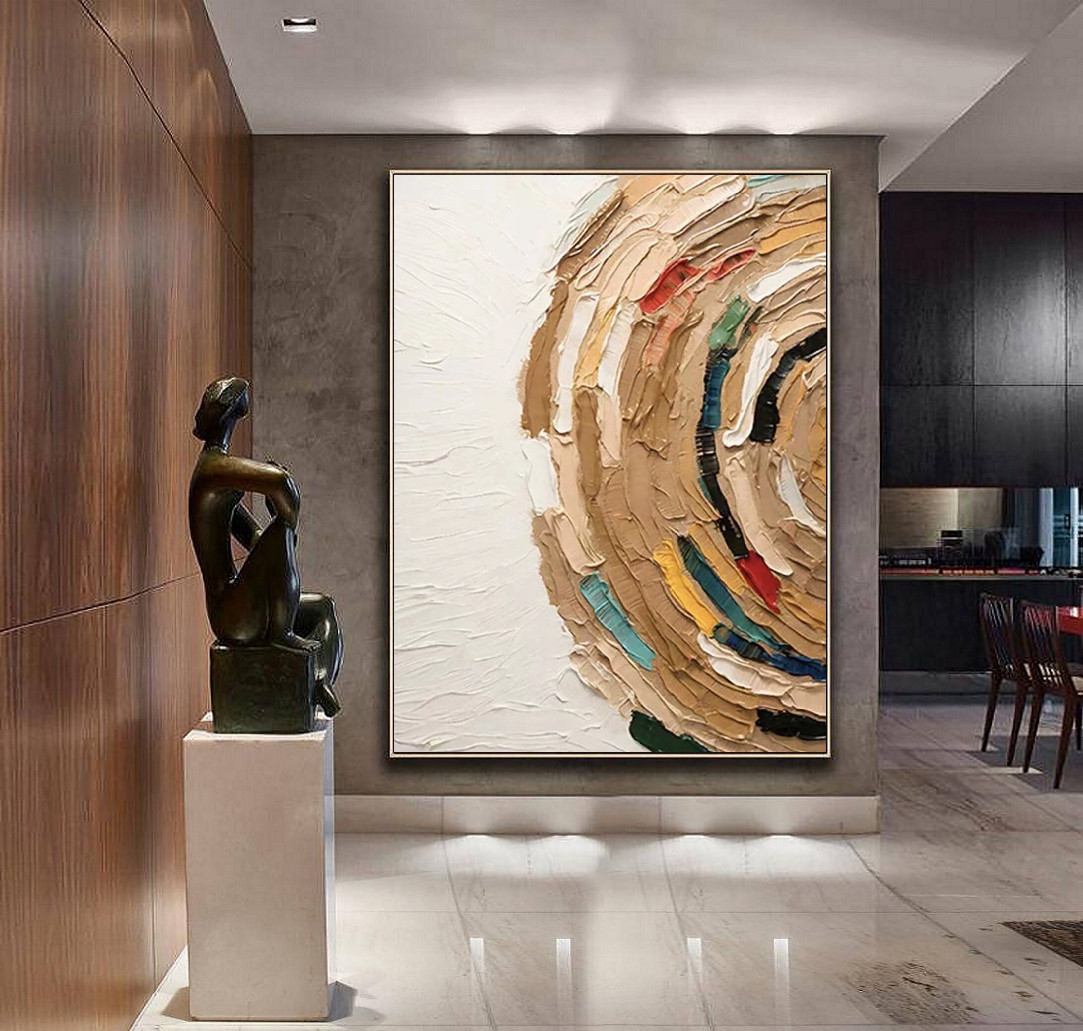 Brown Wabi Sabi Wall Art Brown White Abstract Painting Neutral Wall ...